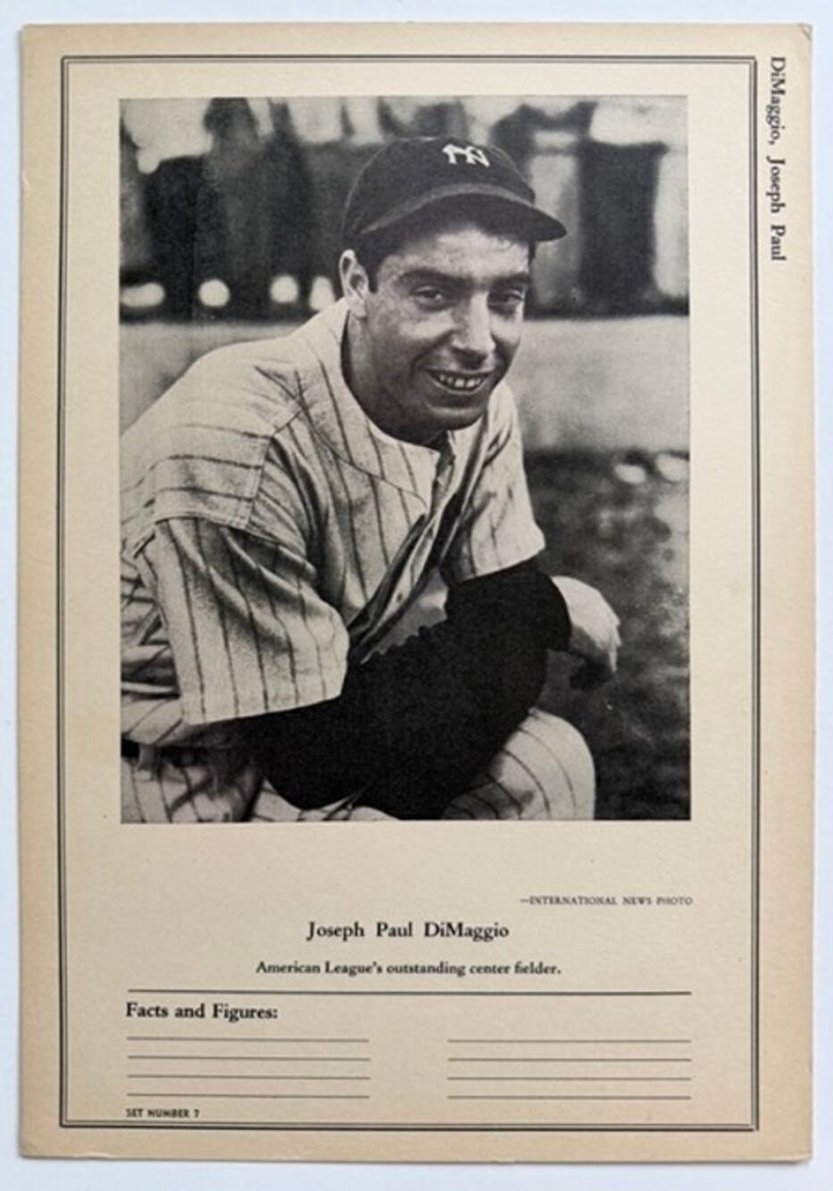 RARE 1946-48 Sports Exchange W603 Joe DiMaggio New York Yankees, Yankee Clipper